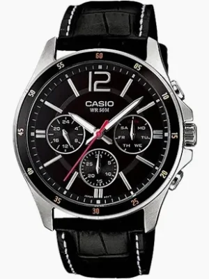 Casio MTP-1374L-1AV Analog Black Leather Strap Men's Watch